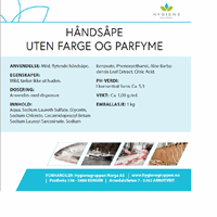 Håndsåpe uten farge og parfyme